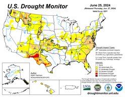 Drought Monitor June 25th (Rel. 6/27)