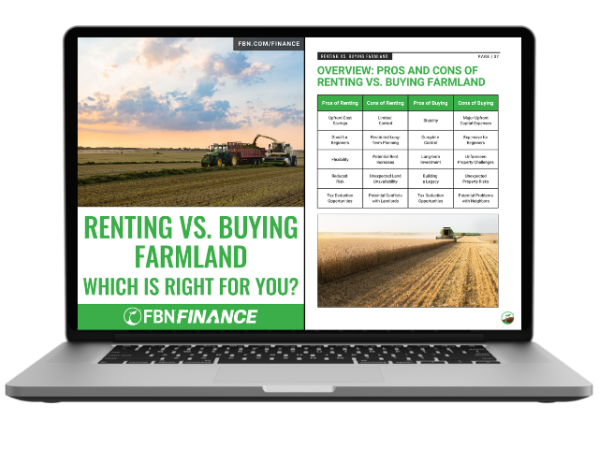 Renting vs. Buying Farmland Laptop Graphic