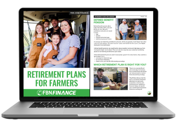 retirement plans for farmers laptop graphic